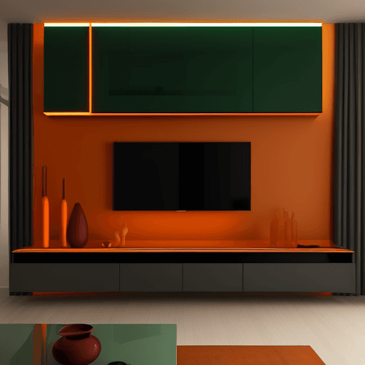 AI generated: Simple interior design modern living room interiors tv and cabinet by designer, in the style of ligh...