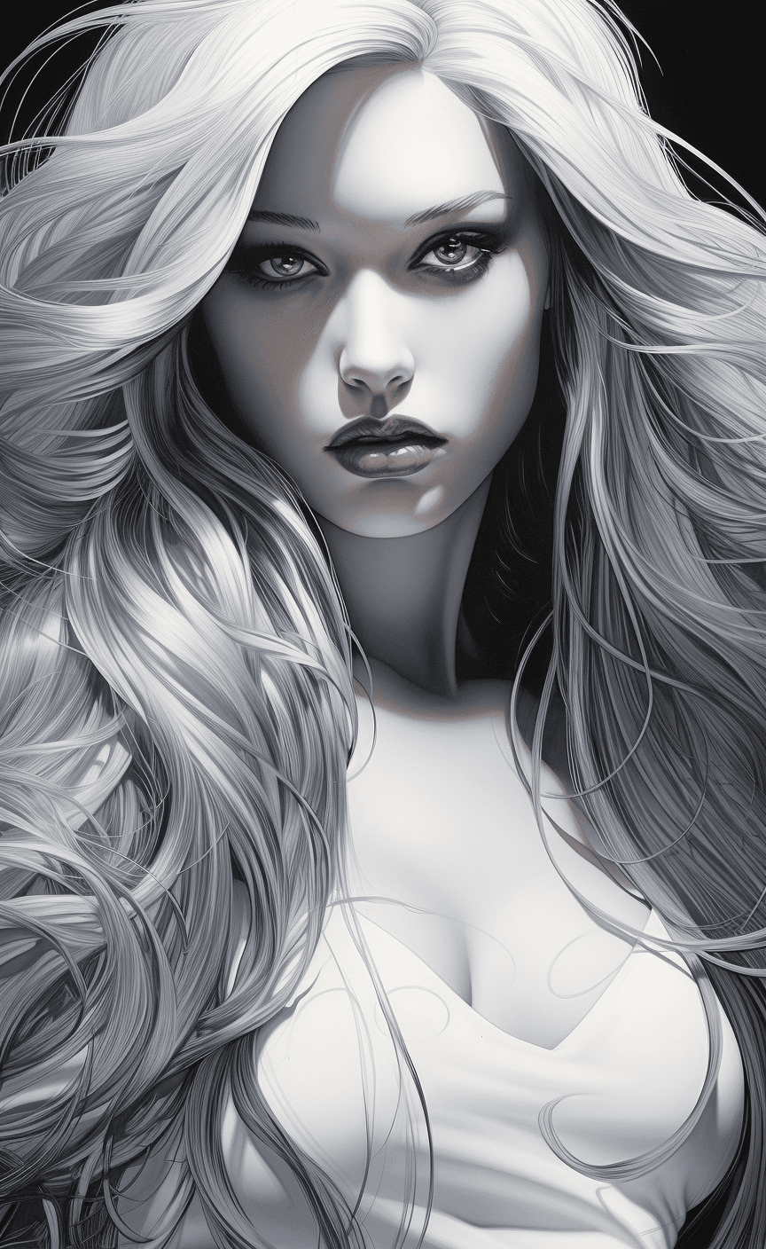 AI generated: a cartoon illustration of a woman with long hair, in the style of hyper-realistic sci-fi, detailed c...