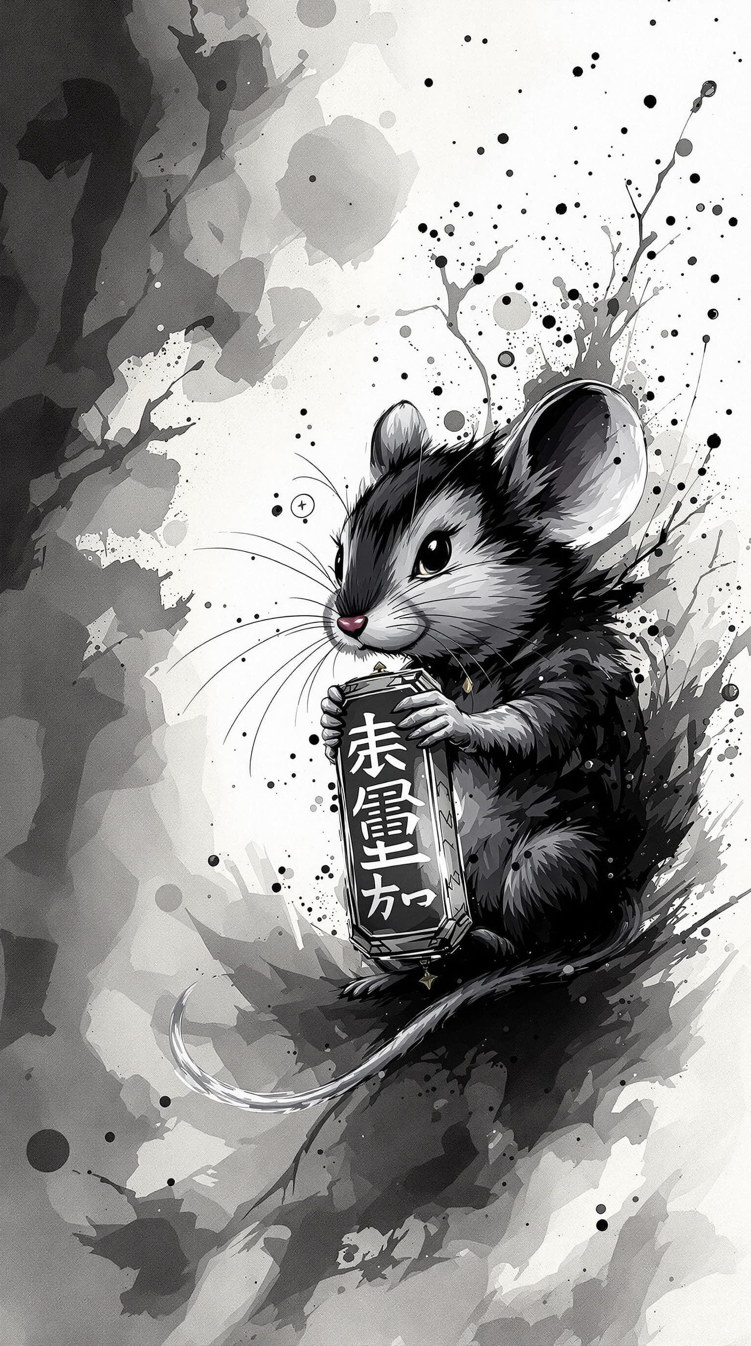 AI generated: exquisite，best quality, original, wallpaper,  complicated_background,ink style background， a cute Mo...