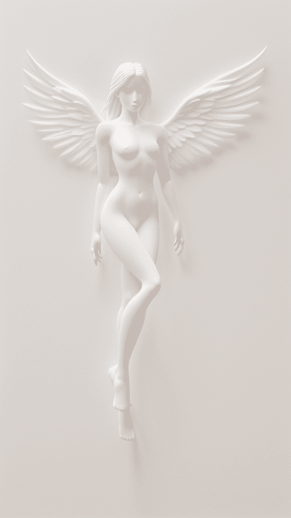 AI generated: (best quality,ultra-detailed,realistic:1.2) angelic, clean lines, minimalist artwork, vibrant color ...
