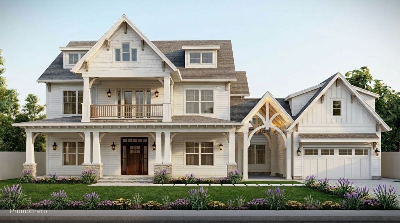 AI generated: generate a realistic and detailed rendering of the front exterior of a breathtakingly beautiful sout...