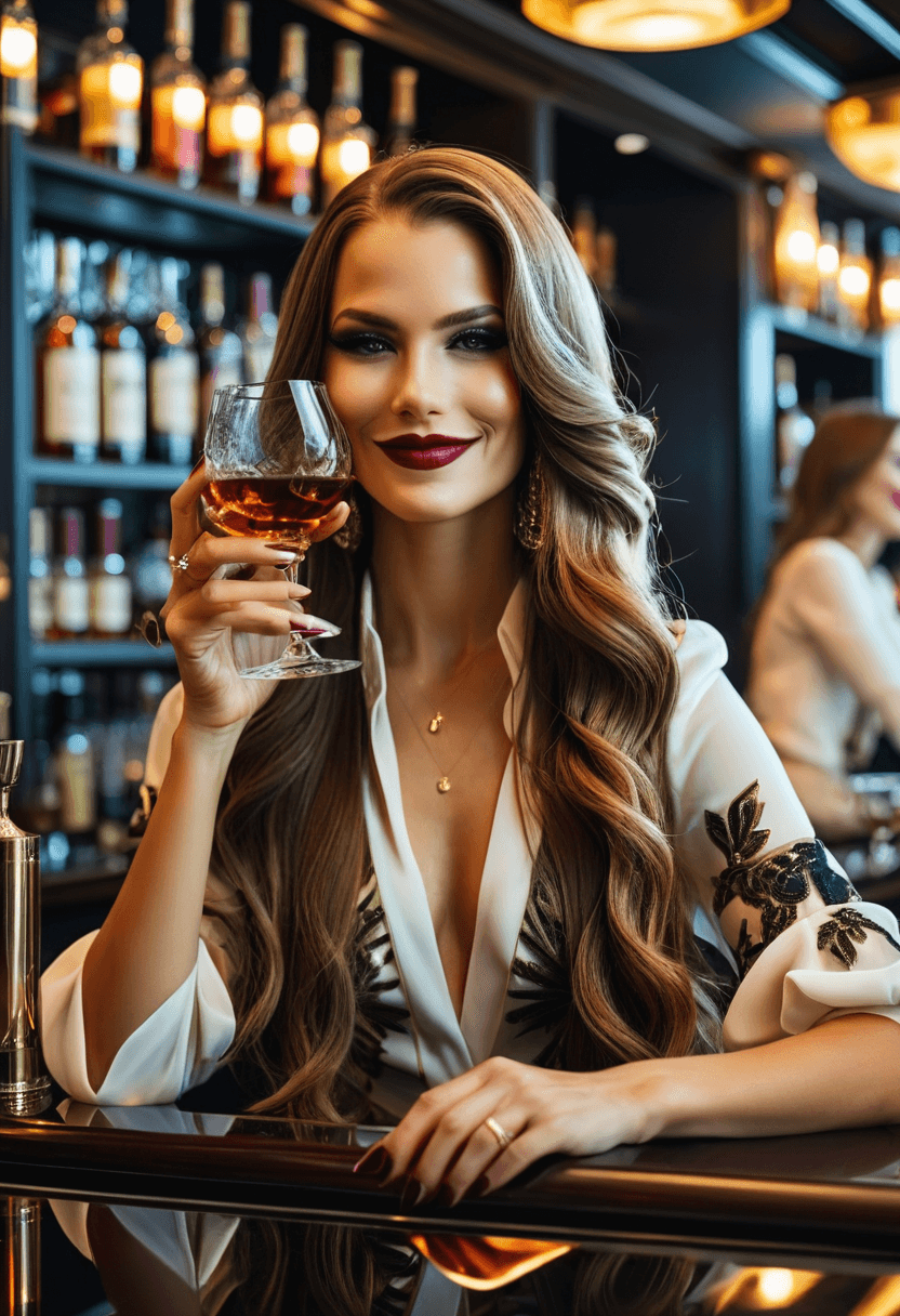 AI generated: luxury product style sophisticated and successful young woman with long luxurious hair, smiling, sit...