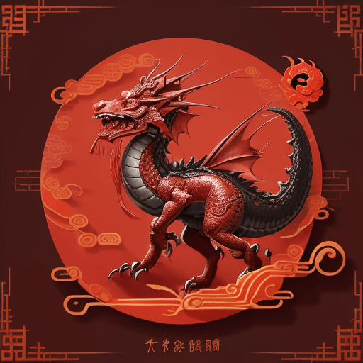AI generated: lunar new year red dragon, in the style of Pixar animation, traditional Chinese cultural themes, int...