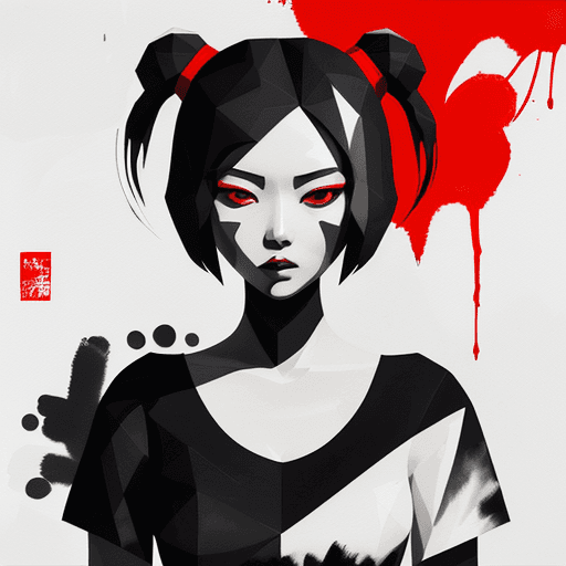AI generated: aesthetic, 2 tone, black and white, simplified shapes, figurative, style mix of acrylic painting, wa...