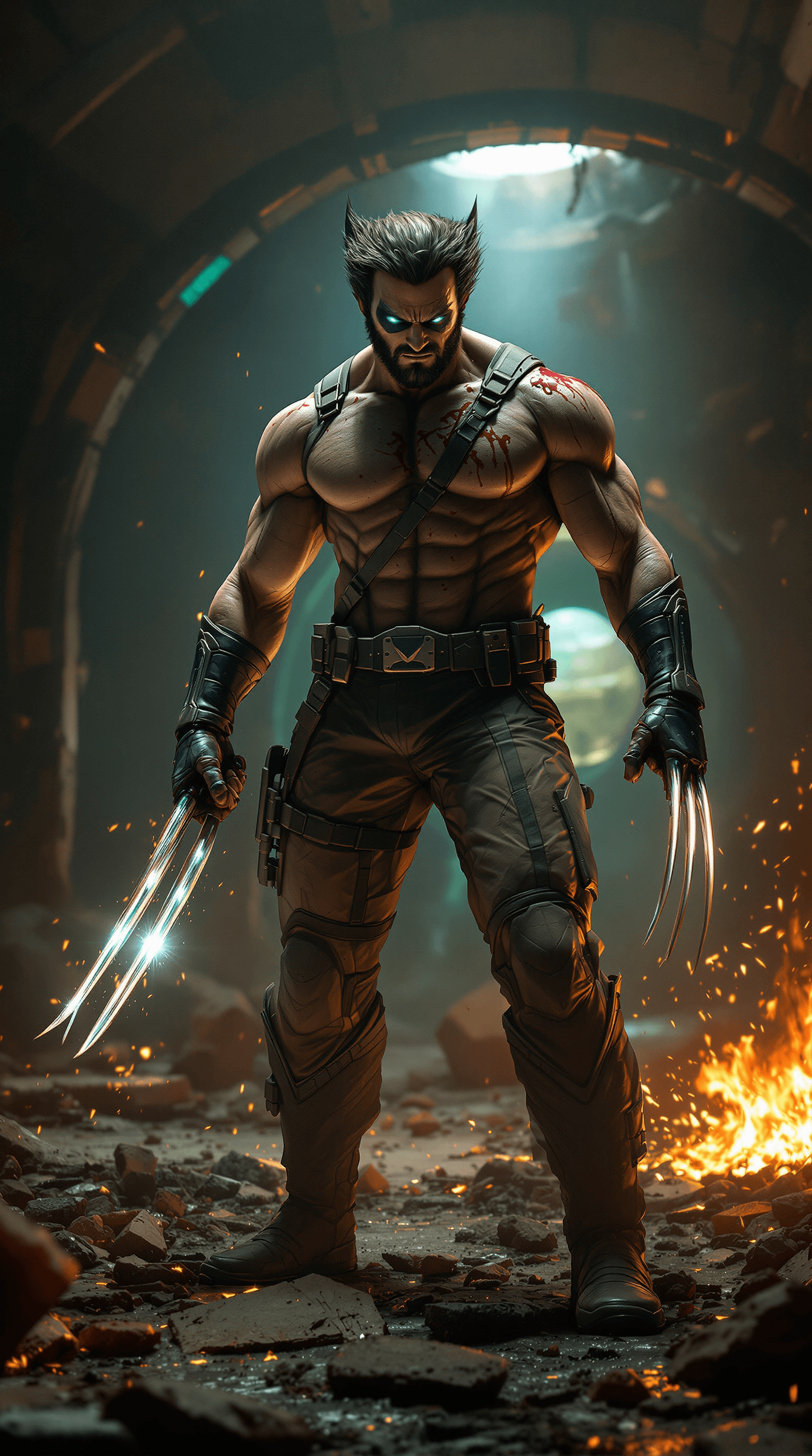 AI generated: "Logan, também conhecido como Wolverine, está no centro de um laboratório subterrâneo destruído, um ...