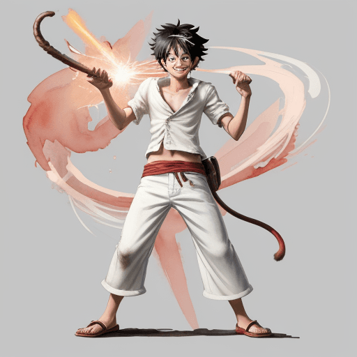 AI generated: masterpiece, concept art, centered, mid shot, standing, line-drawing, Watercolor paints, Gear Fifth,...