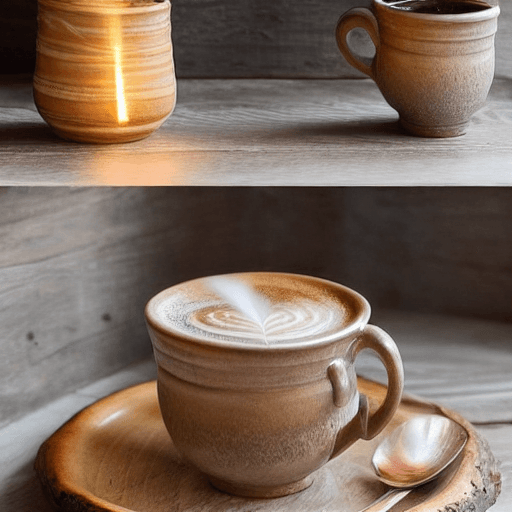 AI generated: A steaming cup of aromatic coffee ((with swirling tendrils of steam)), neatly placed on a rustic woo...