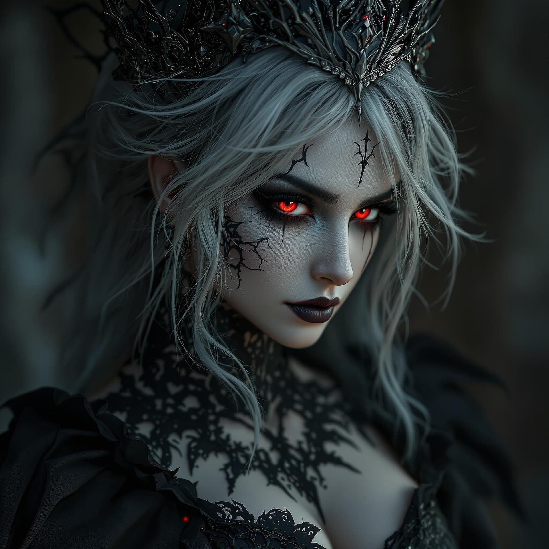 AI generated: create image of woman, a full body portrait of dark queen,perfect face, dark fantasy randy theme, my...