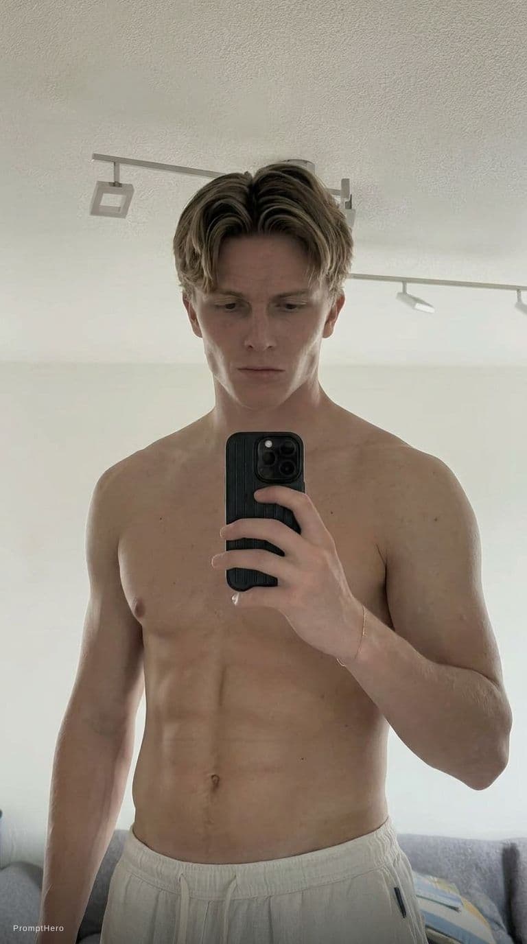 AI generated: Make him shirtless with a few abs, but not too exaggerated. but realistic