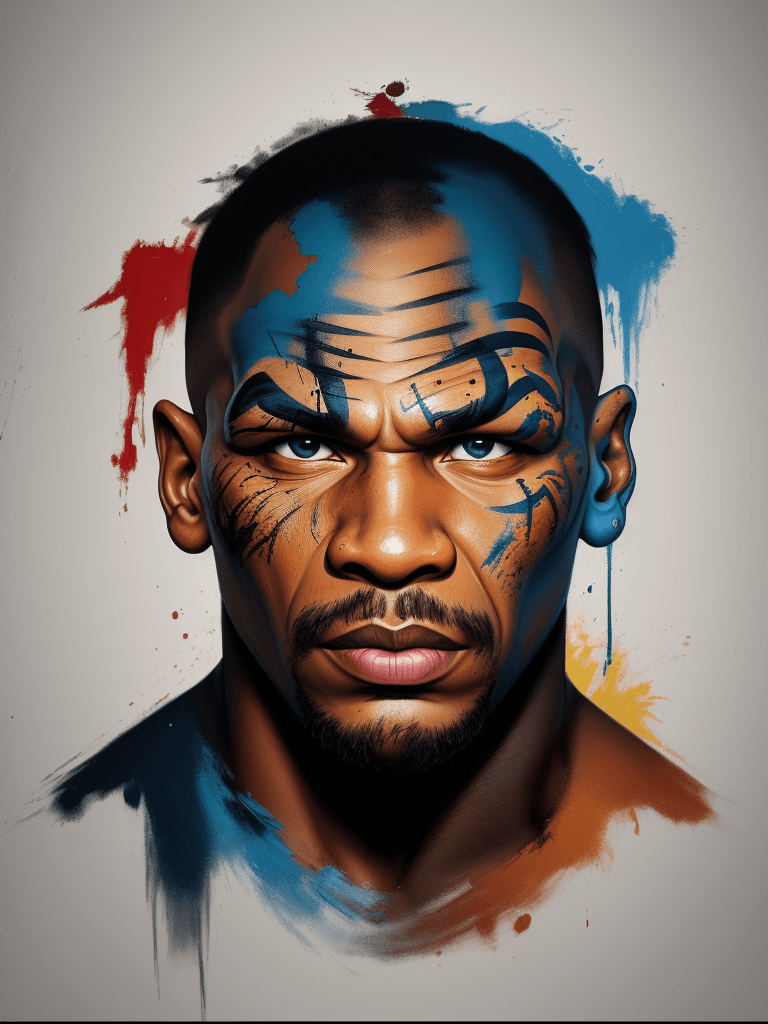 AI generated: painting, abstract painting, portrait, mike tyson, art, detail, high quality, hd, 4k, 8k, epic, pixa...