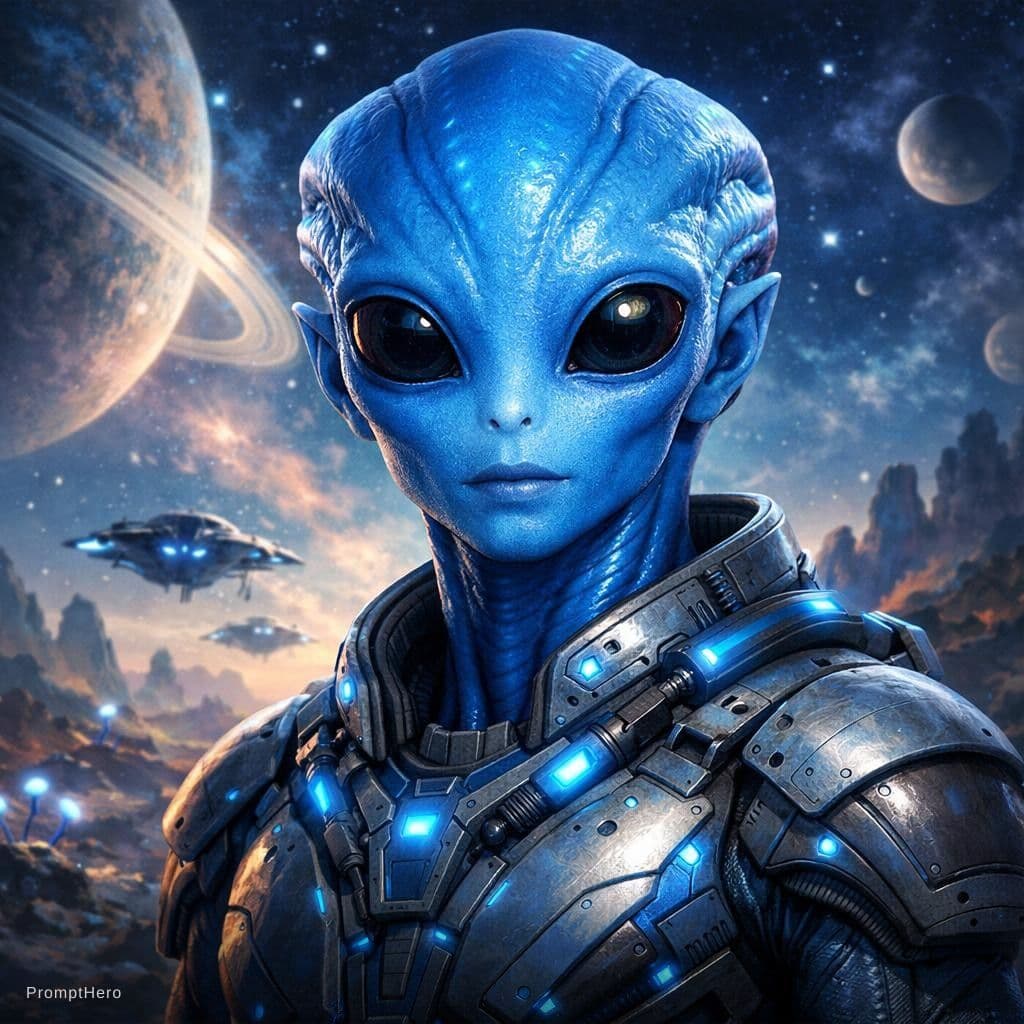 Hero prompt: blue alien