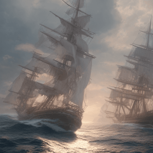 AI generated: Photo of a ultra realistic sailing ship, dramatic light, pale sunrise, cinematic lighting, battered,...