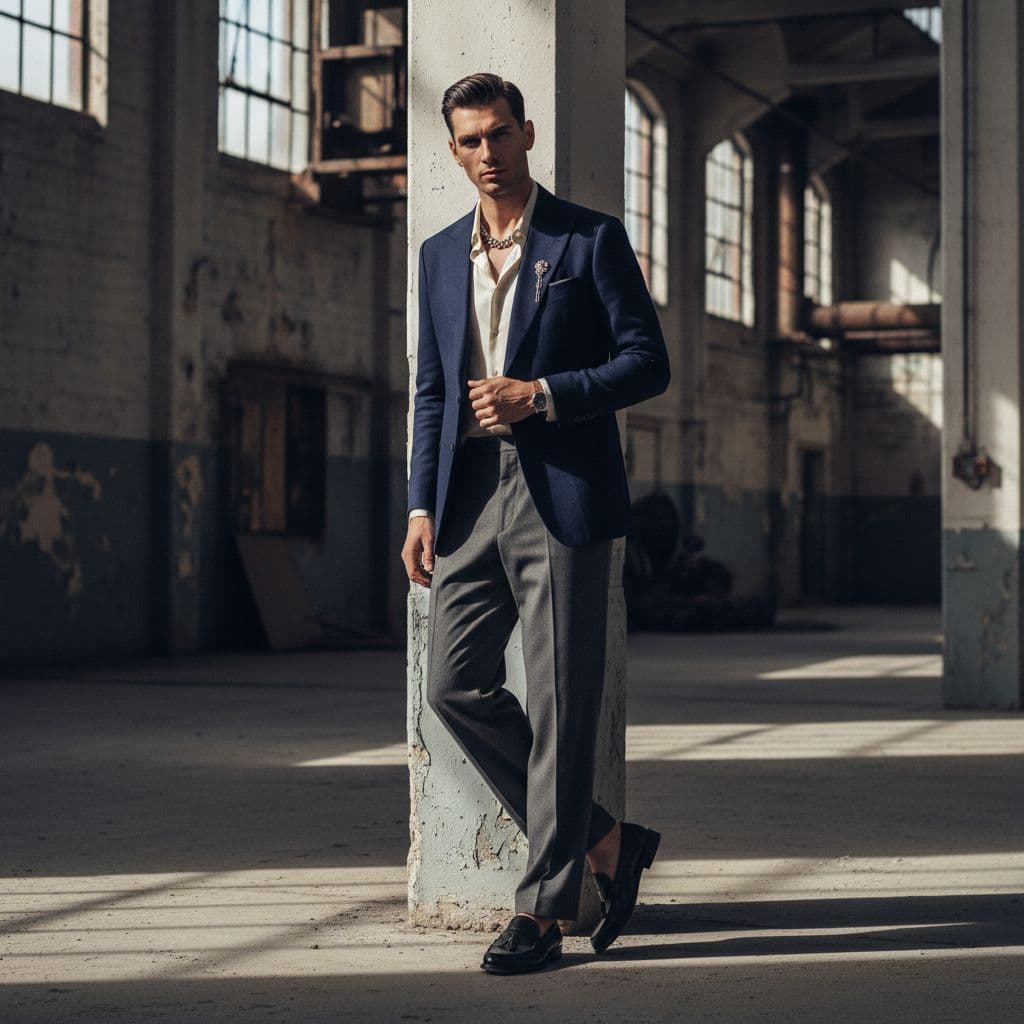 AI generated: fashion editorial photograph, man, shot on a Canon EOS 5D Mark IV --chaos 75 --ar 1:2 --profile rsy6...