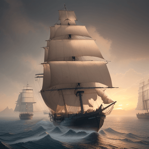 AI generated: Photo of a ultra realistic sailing ship, dramatic light, pale sunrise, cinematic lighting, battered,...