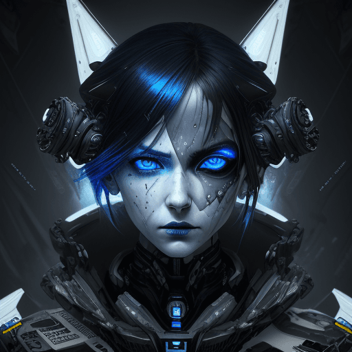 AI generated: artistic, synthetic mechanic face, complexity with details, eye detailing, deep gaze, limited colors...