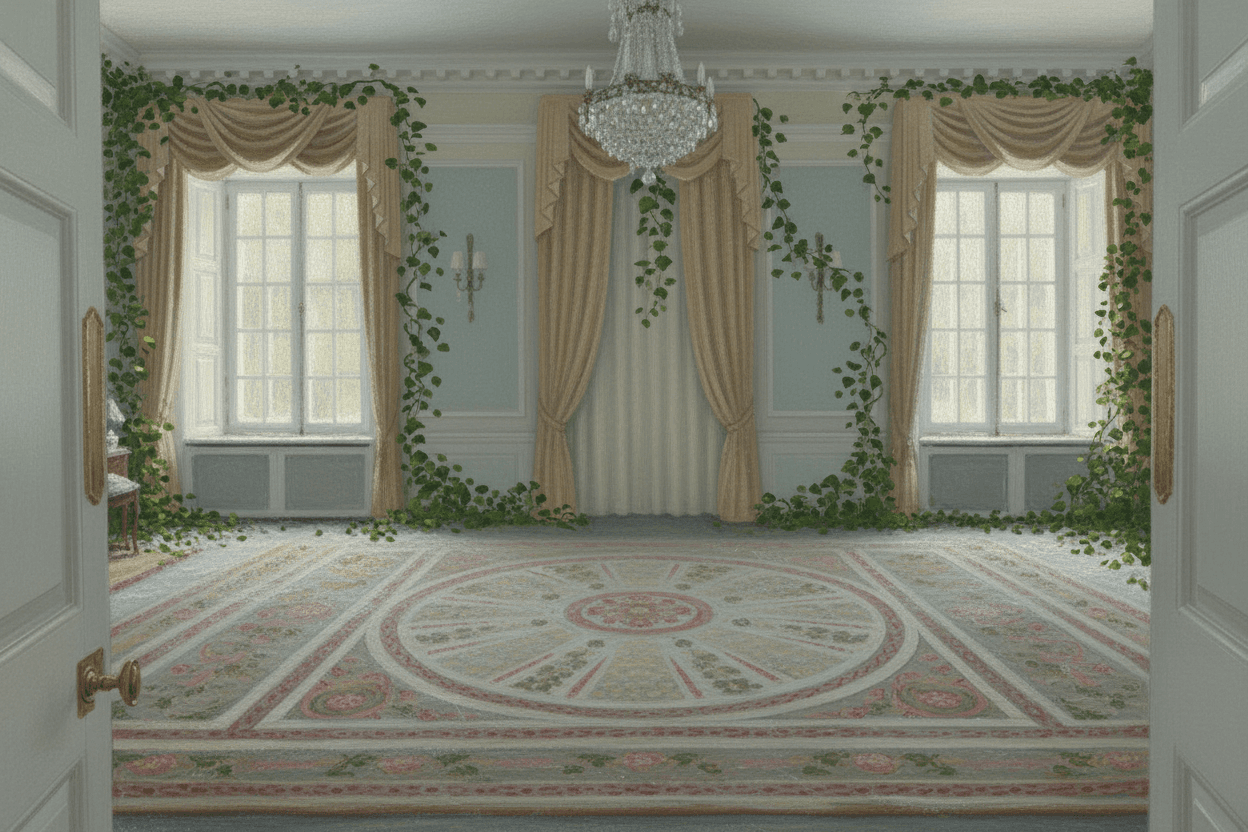 AI generated: make it in Clod Monet style, remove the Sleeping beauty bed, remove some of the spider web, add some...