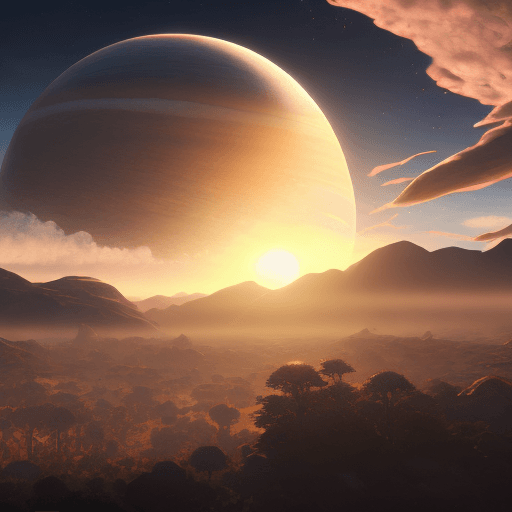 AI generated: Photo of a comic style Beer-Planet, dramatic light, pale sunrise, cinematic lighting, battered, low ...