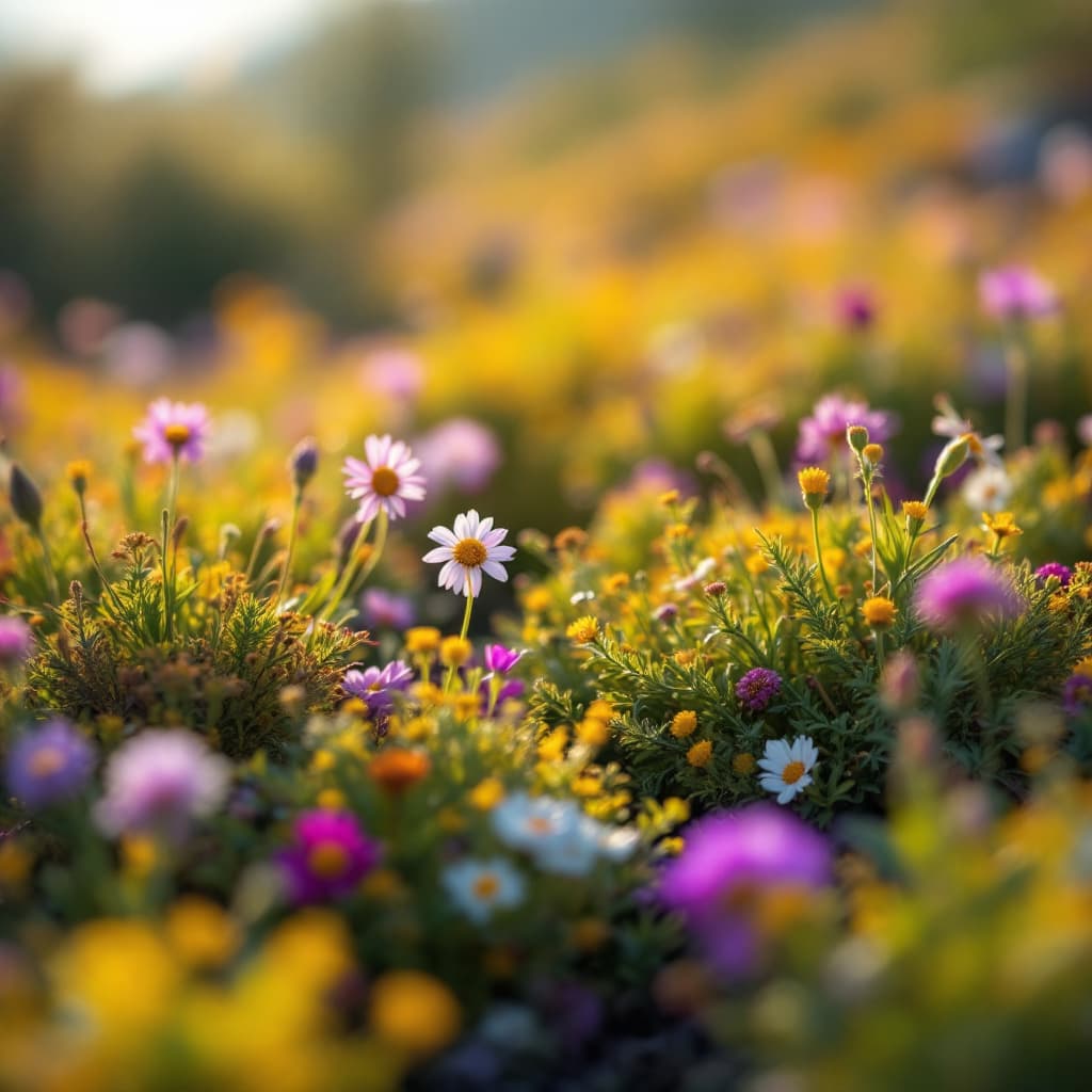 AI generated: natural landscape depth of field blurr, ultra details, macro details, vibrant color, masterpiece