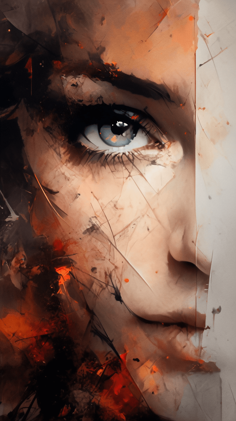 AI generated: Bold portrait, synesthesia of expressive eyes by Pyotr Konchalovsky, combined with Concept-Smell Syn...