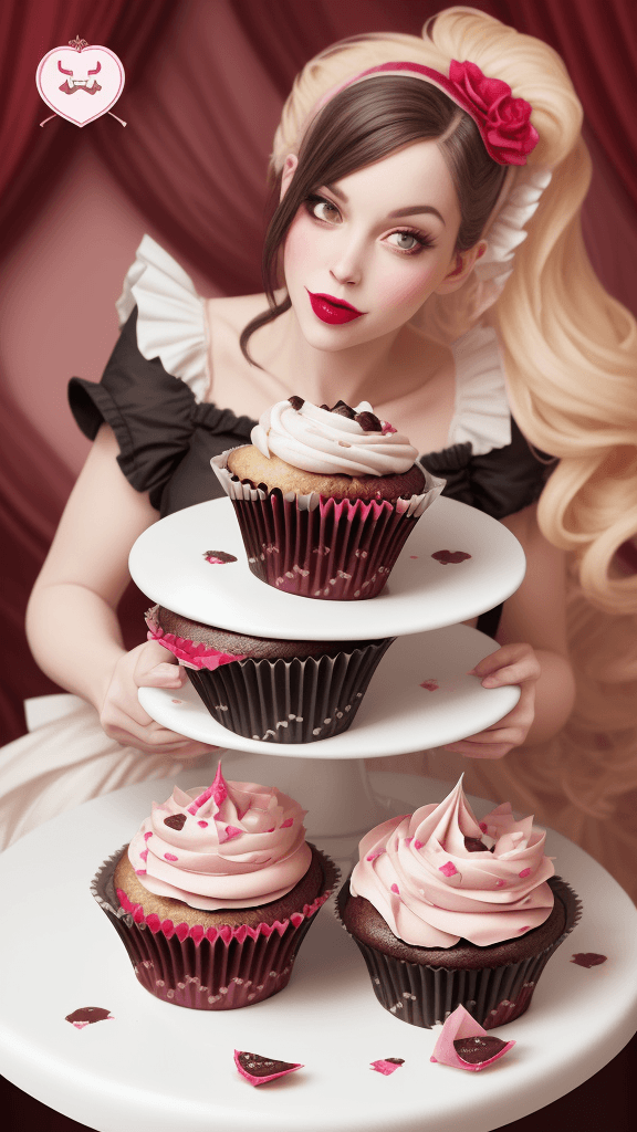 AI generated: "Maid's Delight Cupcakes: Indulge in these tantalizing cupcakes inspired by the mischievous Maid. Ea...