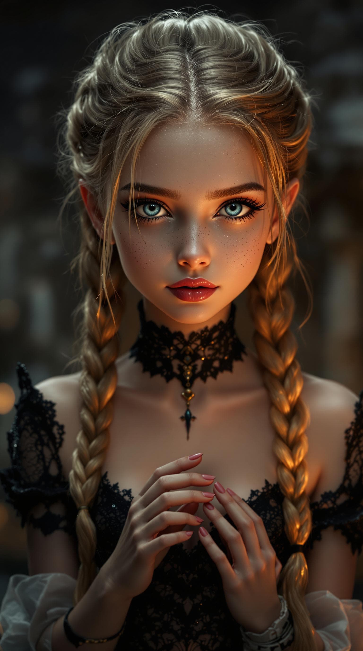 AI generated: a professional photo of a most beautiful 4th grade girl in the world, vampire, in a highly detailed,...