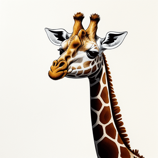 AI generated: single funny giraffe watercolor pencil, minimalstic, no background