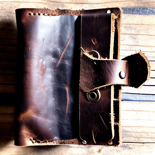 AI generated: An opened abandoned leather wallet with no cash or credit cards. Style: goth