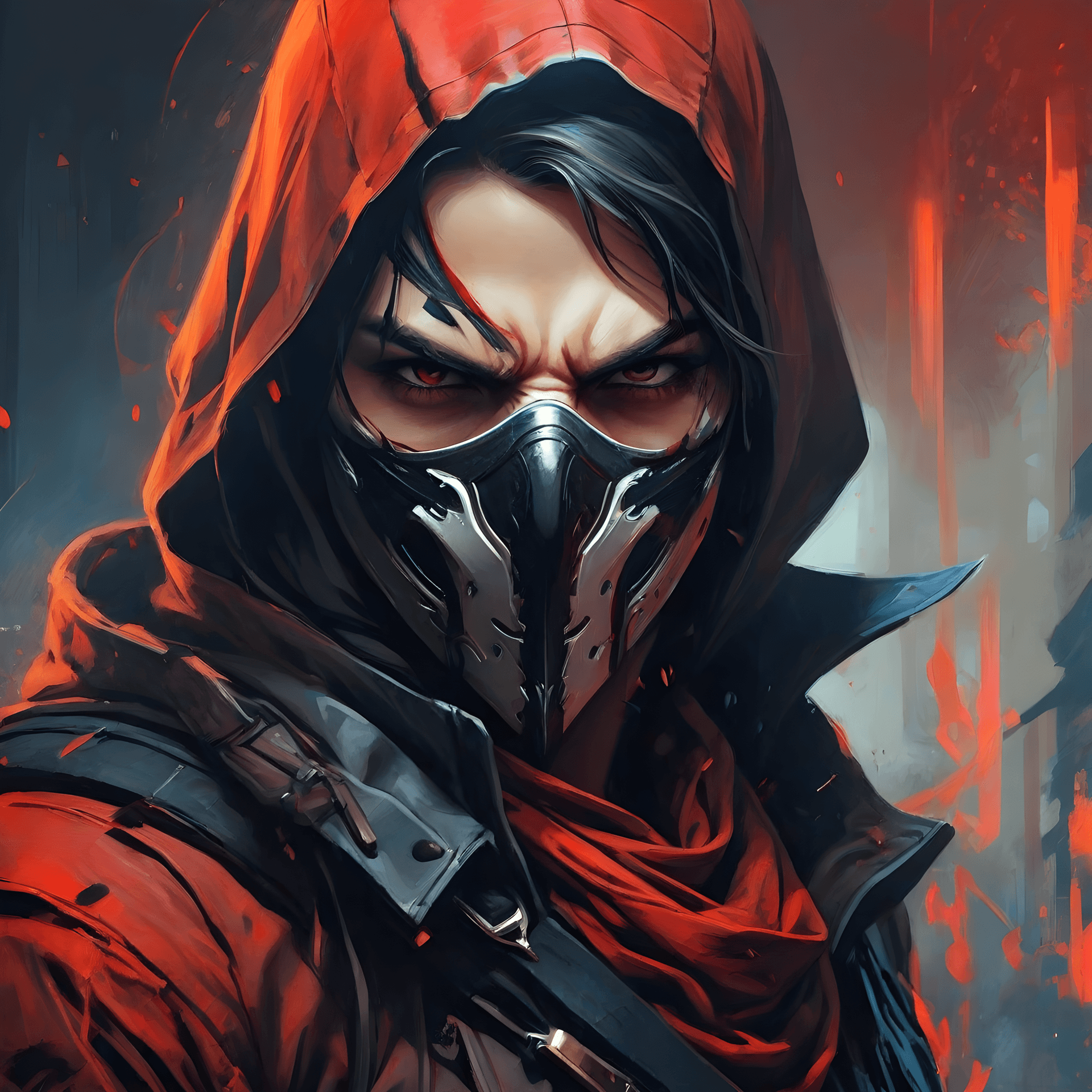 AI generated: Assassin, Digital painting, Contemporary era, Rich and vibrant color palette with dominant tones of ...