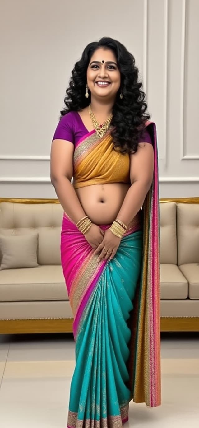 AI generated: full body view  of most beautiful women in her 30s as most beautiful indian realstic girl with plus ...