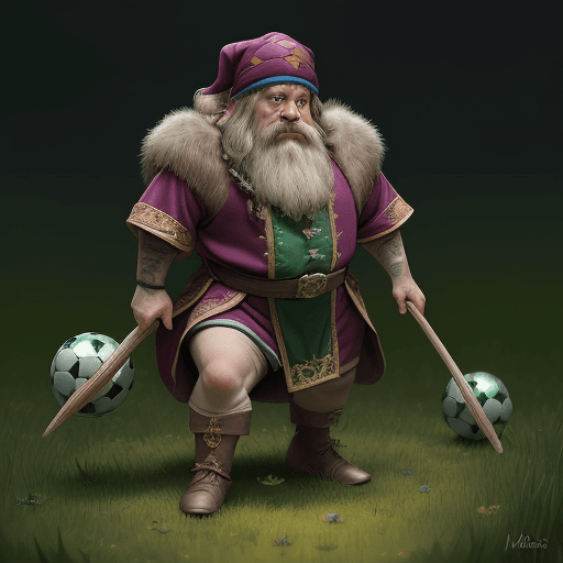 AI generated: man Lionel Messi as a dwarf with little legs, deep focus, green robe, fairy fantasy, intricate, eleg...