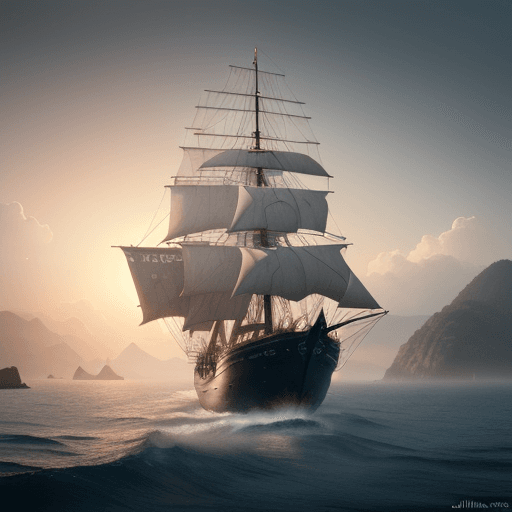 AI generated: Photo of a ultra realistic sailing ship, dramatic light, pale sunrise, cinematic lighting, battered,...