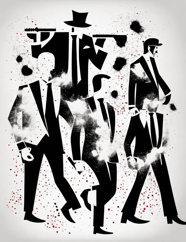 AI generated: 2D illustration of In mafia mens strong outlines, bold traces, high contrast, (professional vector),...