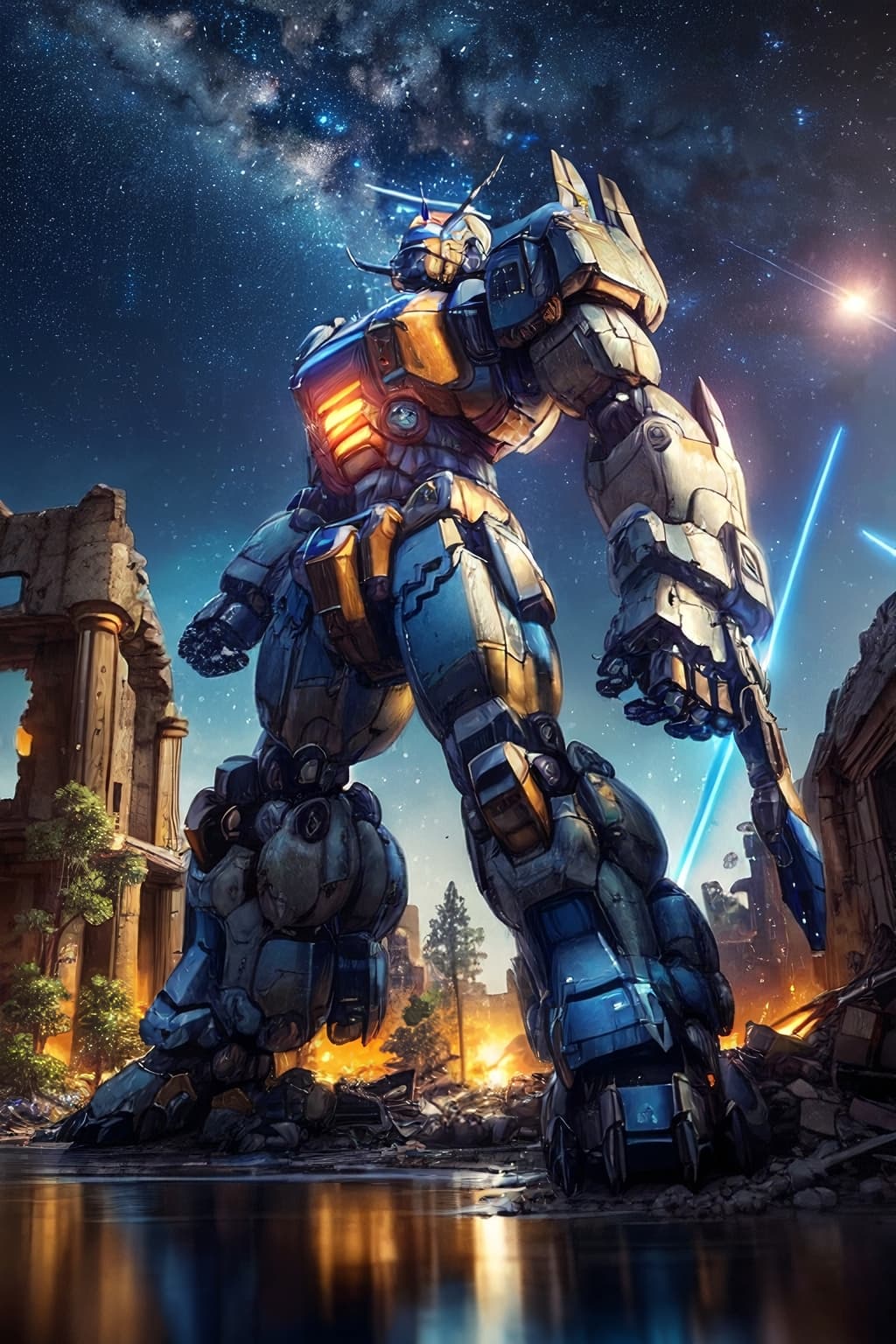 AI generated: masterpiece, best quality, 8k, ultrarealistic fantasy digital art photo of (big bear muscle mecha:1....