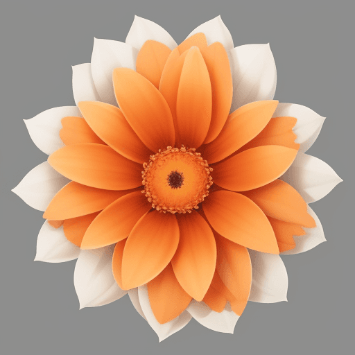 AI generated: large orange flower, triangular petals and white edges, white edges