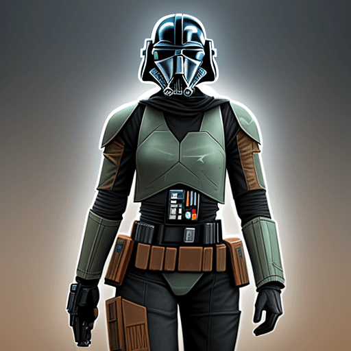 AI generated: bounty hunter with a stealthy and technological suit star wars universe