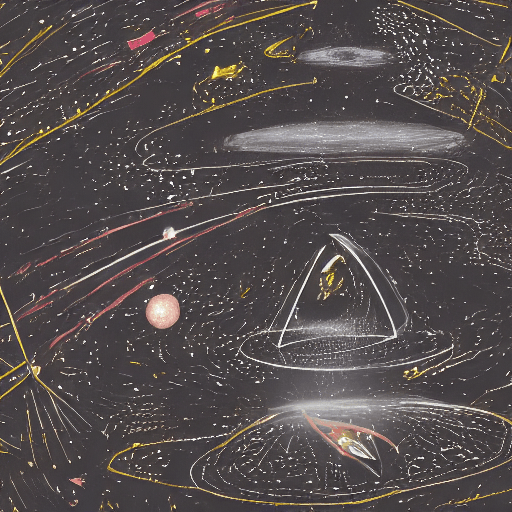 AI generated: Create an illustration that depicts a sleek, metallic spaceship flying through the cosmos, surrounde...
