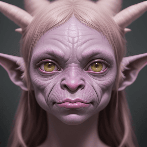 AI generated: a close up <lora:Face Portrait:1.0> of a Pastel Goblin wearing suede fabrics, The Stunning Cinematic...