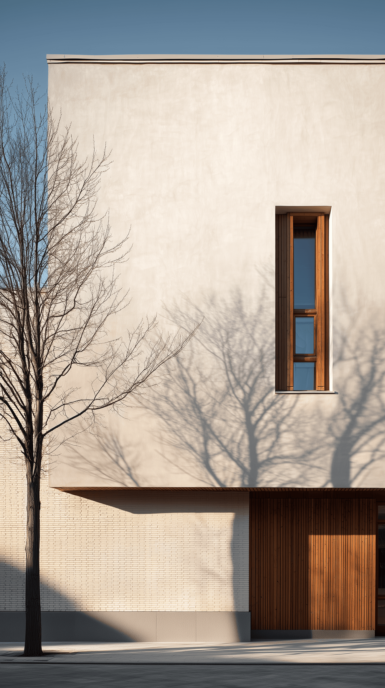 AI generated: facade, architectural exterior defined by perforated brick lattice, louvers and fins shaping dayligh...