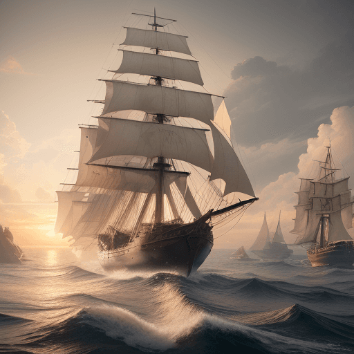 AI generated: Photo of a ultra realistic sailing ship, dramatic light, pale sunrise, cinematic lighting, battered,...
