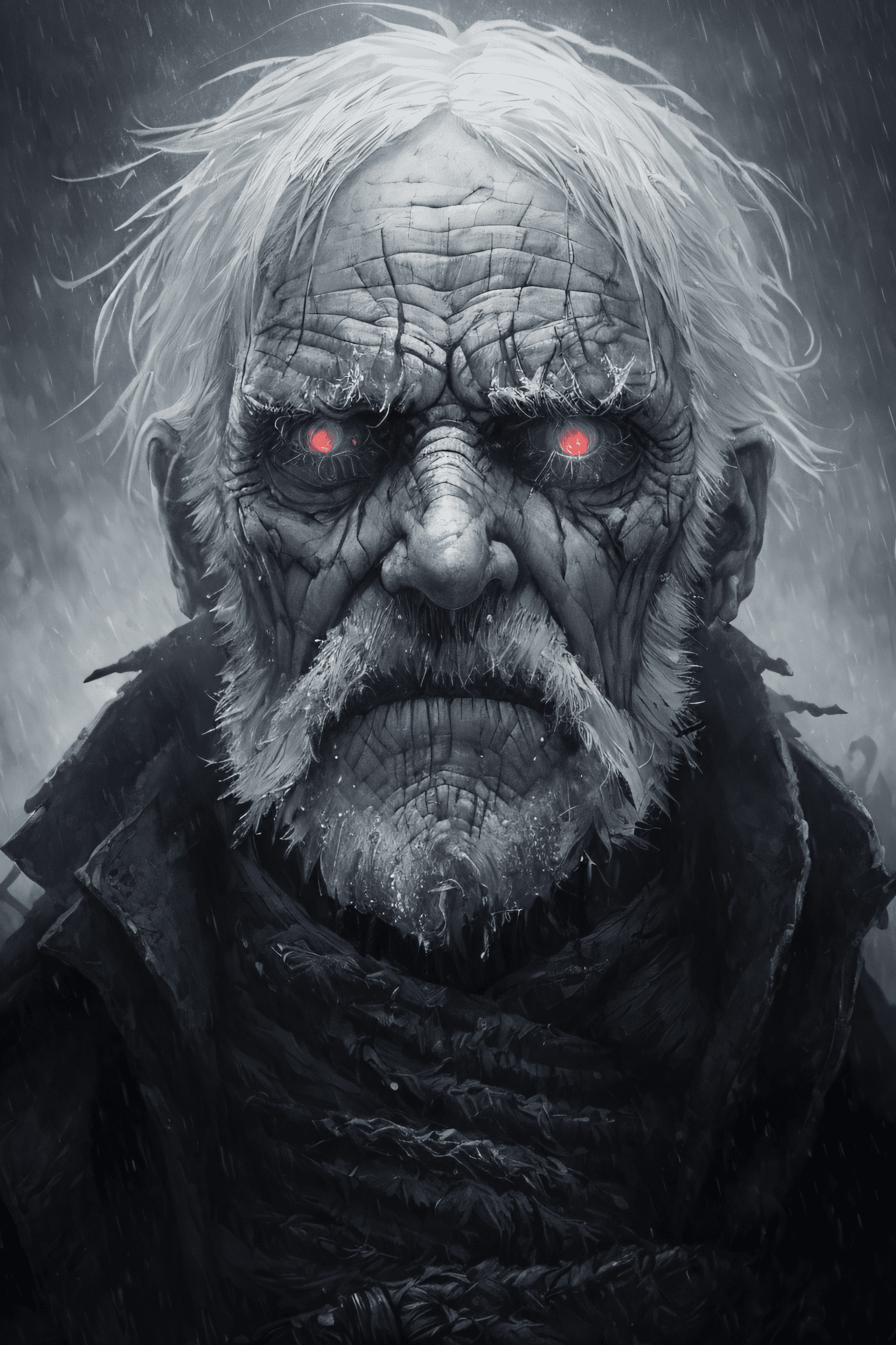 AI generated: portrait of an old man, frostpunk style, (gloomy illumination, insane, stunning, dramatic, completed...