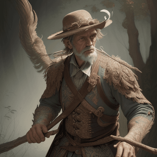 AI generated: realistic illustration of a man with a stick en la mano izquierda y la otra mano dando la bienvenida...