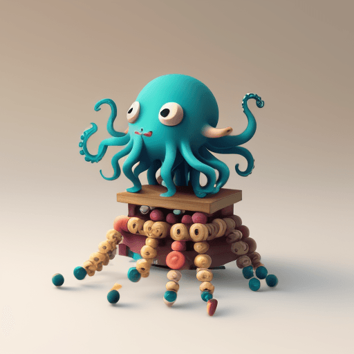 AI generated: mathematical octopus with abacus; three-dimensional image; illustration