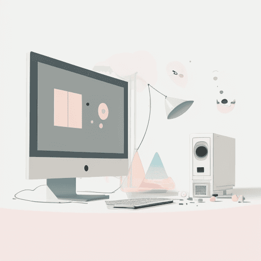 AI generated: A computer [ button ] clipart, organic forms, in the style of Jon Klassen, desaturated light and air...