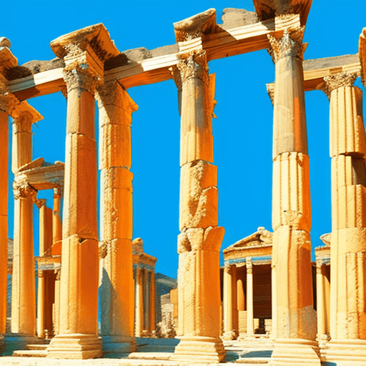 AI generated: Ephesus Ancient city columns,pop art style, POP Art