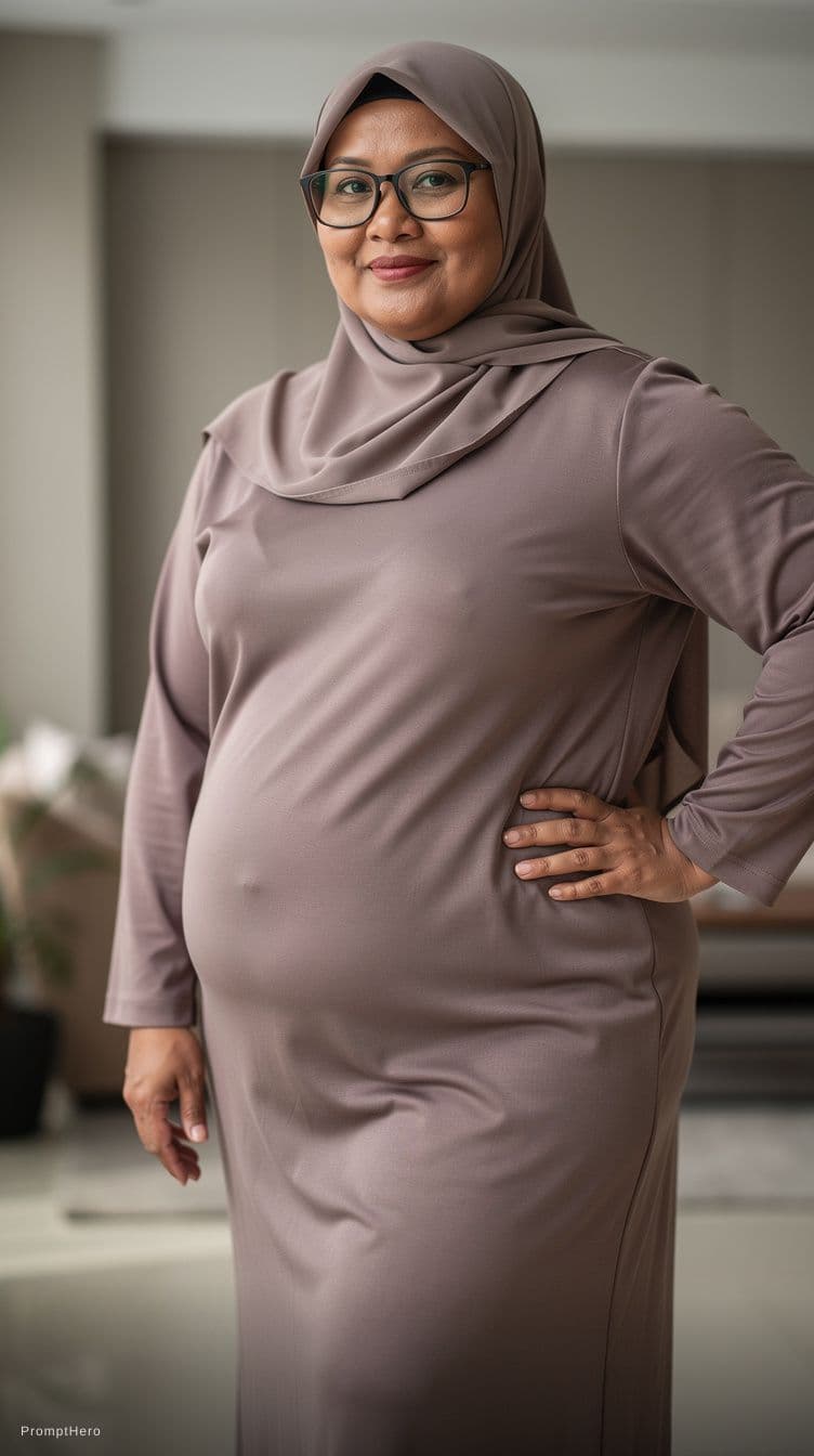 AI generated: indonesian hot mature mommy, hijab, curvy body, wide hips, thick hips, thick thigh, full naked,  thi...