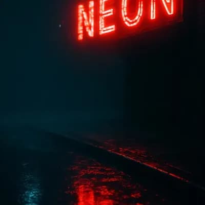 AI generated video: mientras que la camara avanza el neon parpadea