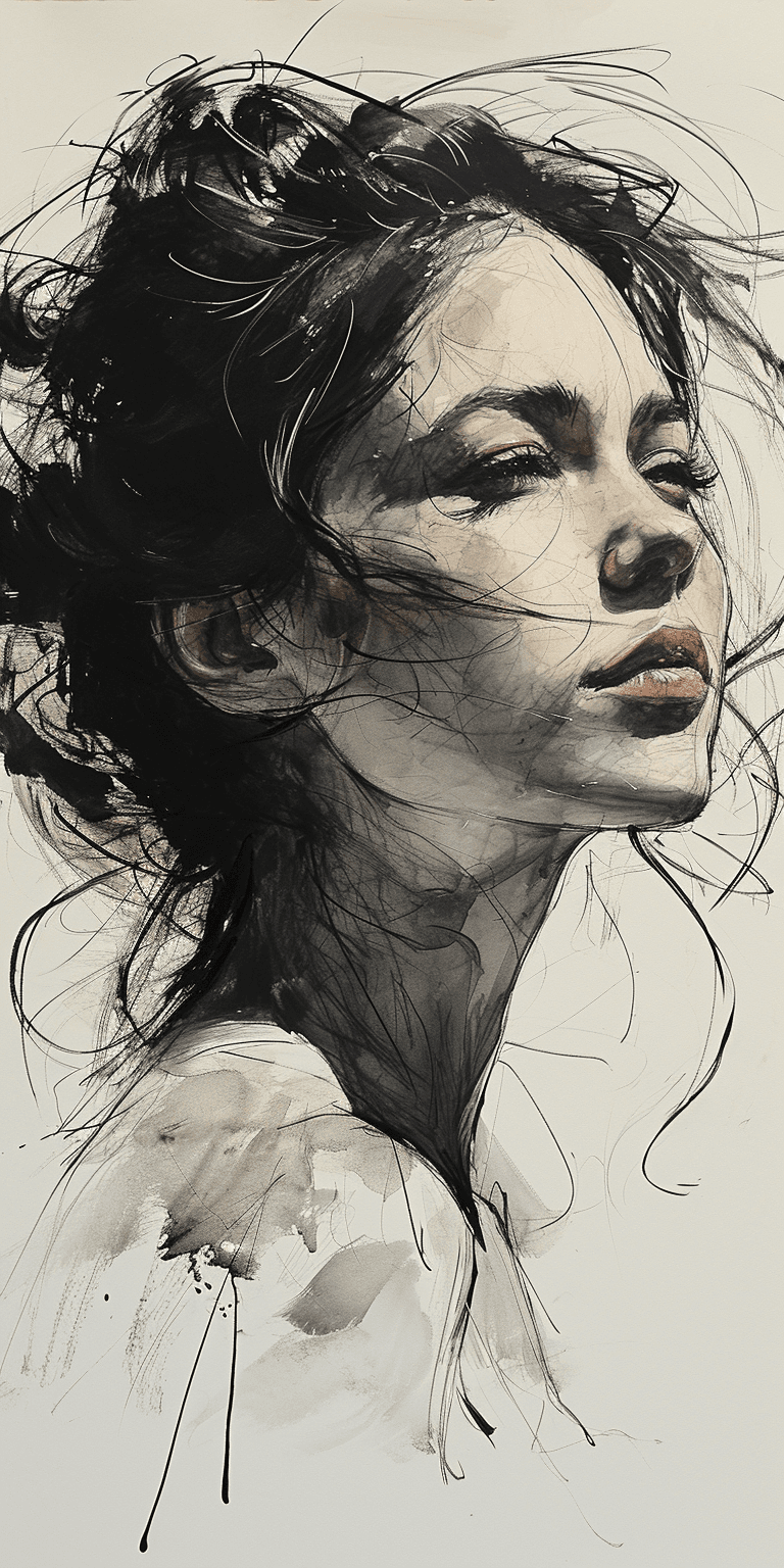 AI generated: A minimalist abstract sketch of a woman --ar 1:2 --stylize 750 --v 6