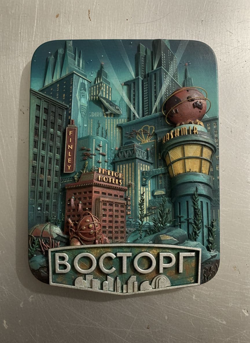 AI generated: apply style of handcrafted resin raised-relief 3D souvenir magnets