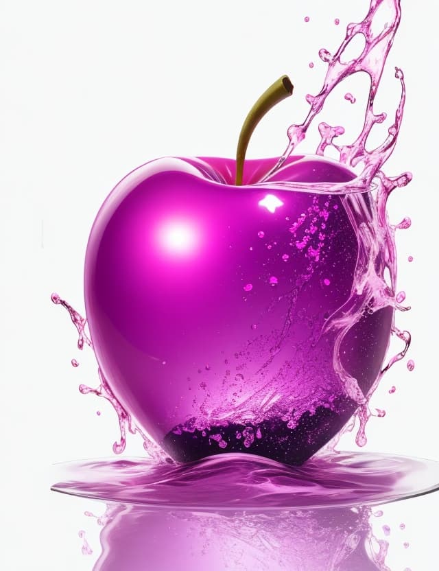 AI generated:  Splash purple and pink puckered an apple sublimation clipart, detailed shading, enchanting lighting...