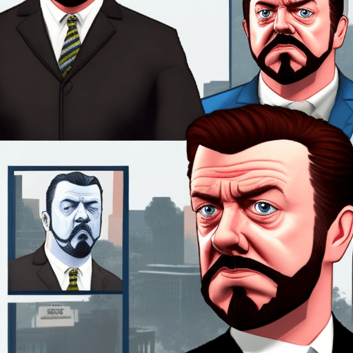 AI generated: GTA V style portrait of David Brent from the British version of the Office
